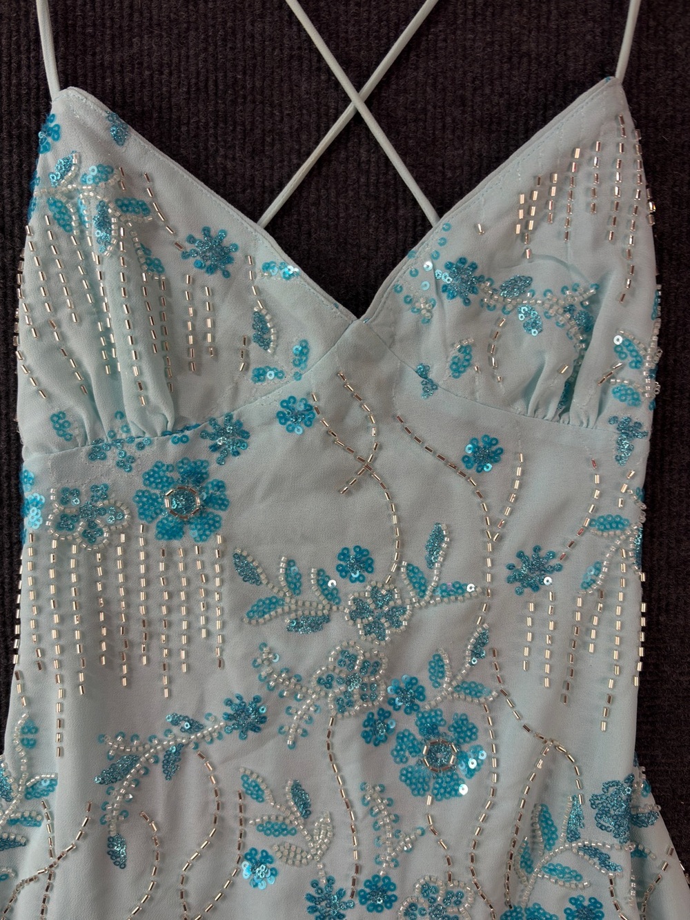 Peppermayo Light Blue Vietta Sequin Cami Micro Mini Dress size 4 or size Small - Picture 9 of 15